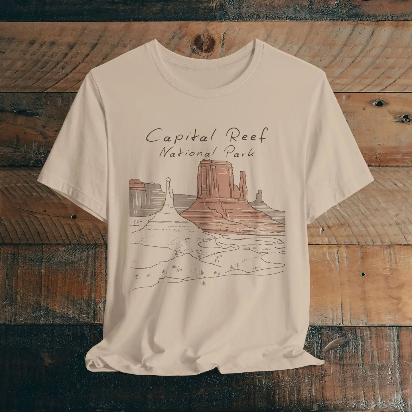 Capitol Reef National Park Unisex Fit Soft T-Shirt Line Art
