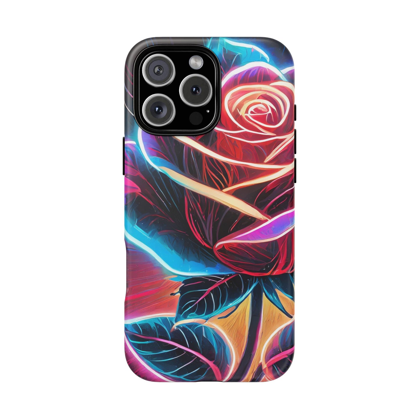 Artistic Neon Rose Tough Phone Case