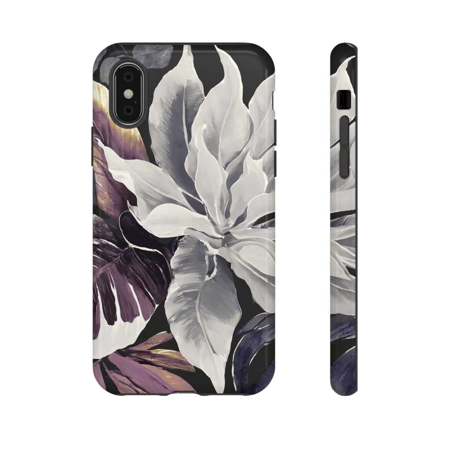 White & Plum Floral Tough Phone Case
