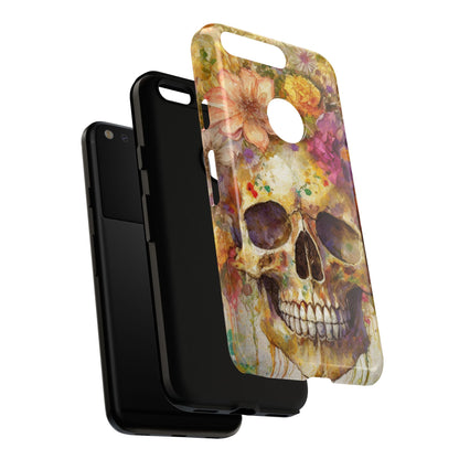 Unique Floral Skull Tough Phone Case