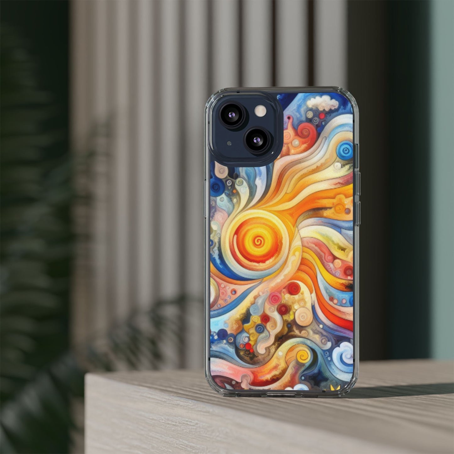 Colorful Abstract Swirl Clear Phone Case