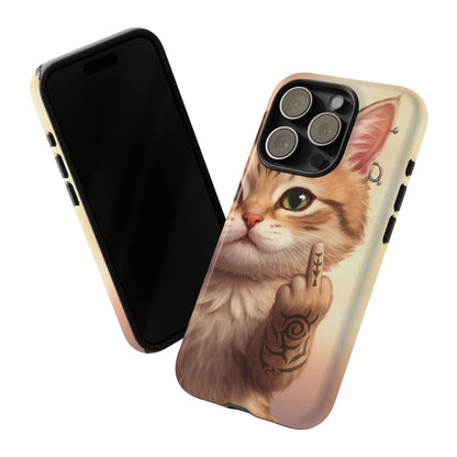 Evil Kitty Giving the Bird Tough Phone Case