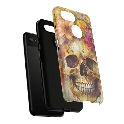 Unique Floral Skull Tough Phone Case