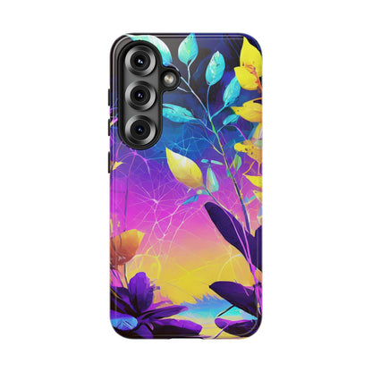Artistic Vibrant Neon Floral Leaf Tough Phone Case