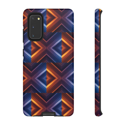 Stylish Tough Phone Case With Blue & Orange Abstract Design