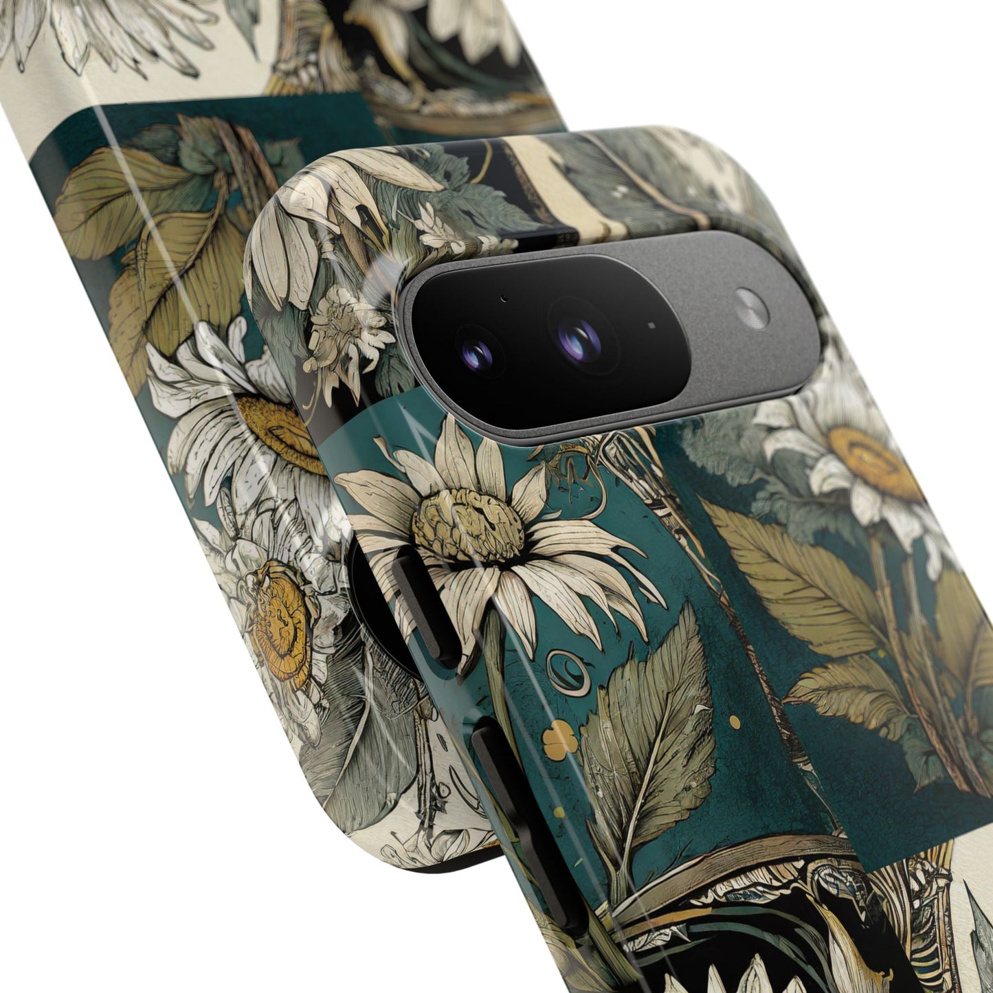 Abstract Teal Daisy Tough Phone Case