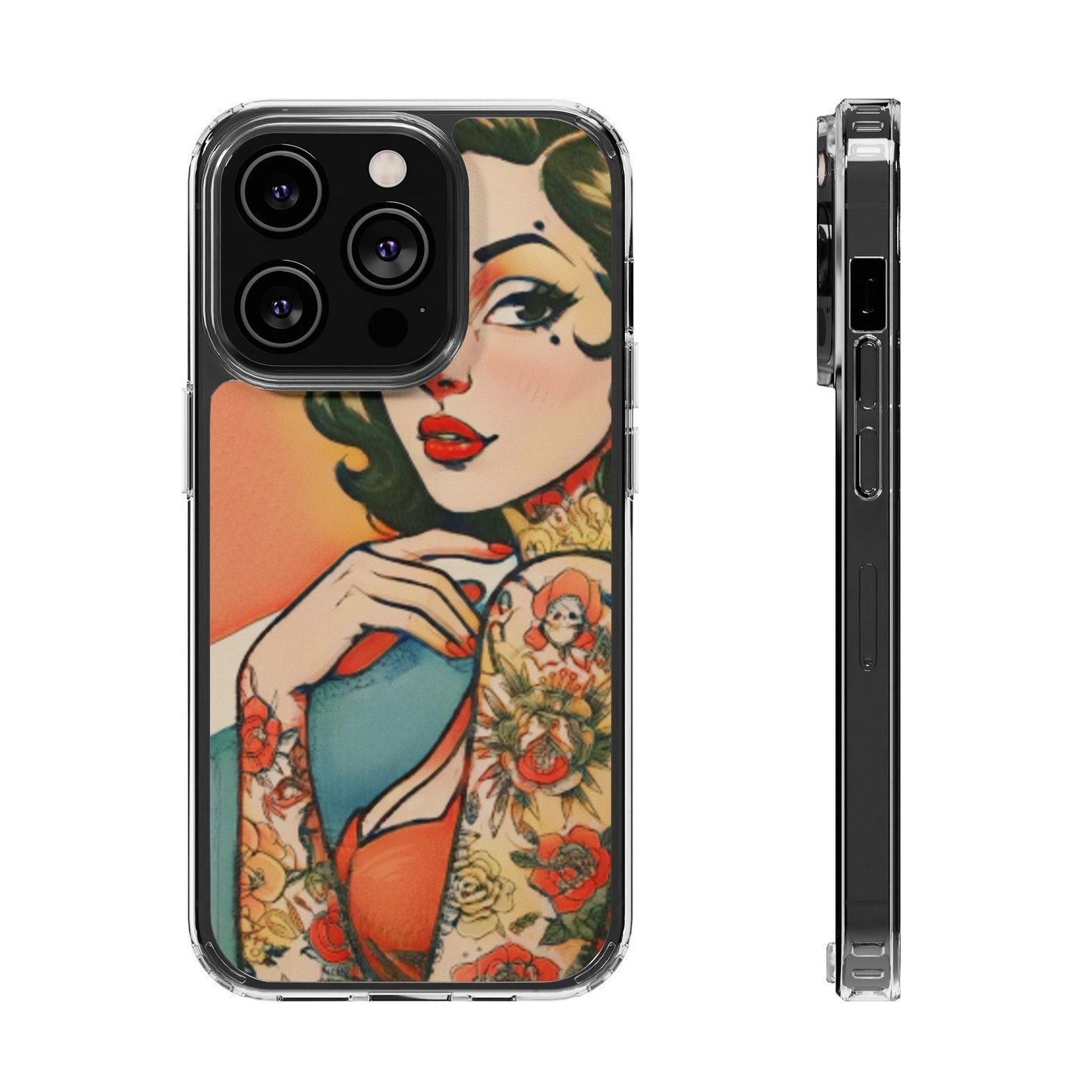 Retro Pin Up Clear Phone Case