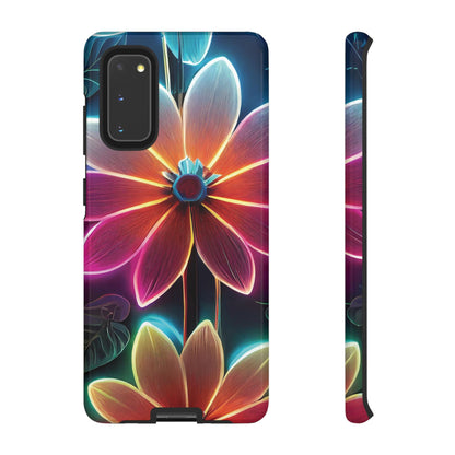 Vibrant Neon Flowers Tough Phone Case