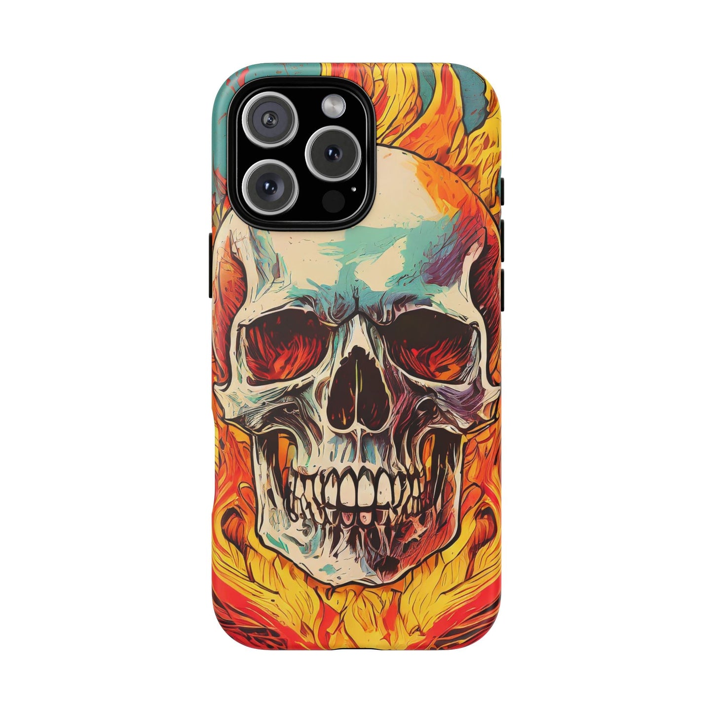Flaming Skull Tough Phone Case