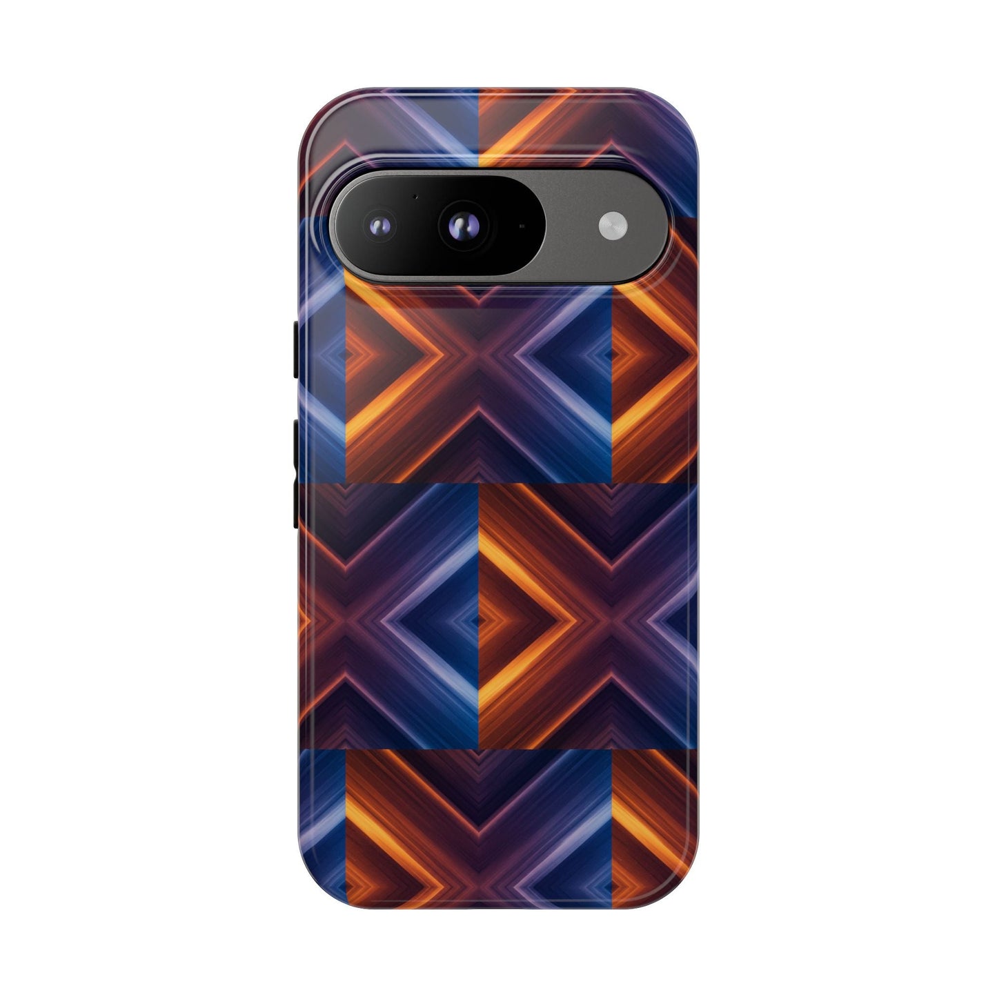 Stylish Tough Phone Case With Blue & Orange Abstract Design