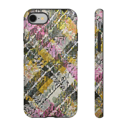 Purple Plaid Floral Artistic Tough Phone Case