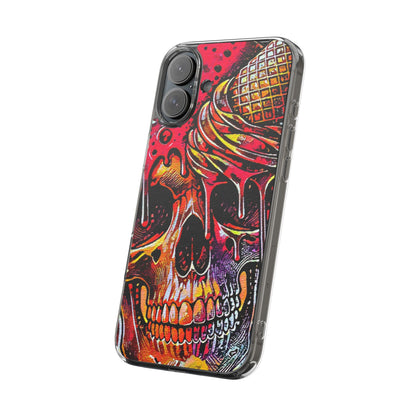 Neon Ice Cream Skull Clear Phone Case