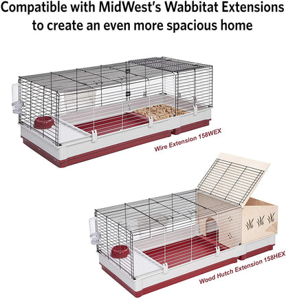 158 Wabbitat Deluxe Rabbit Home, Rabbit Cage, 39.5 L X 23.75 W X 19.75 H Inch, Maroon/White