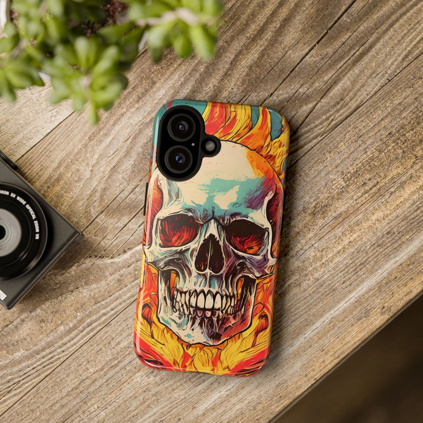 Flaming Skull Tough Phone Case