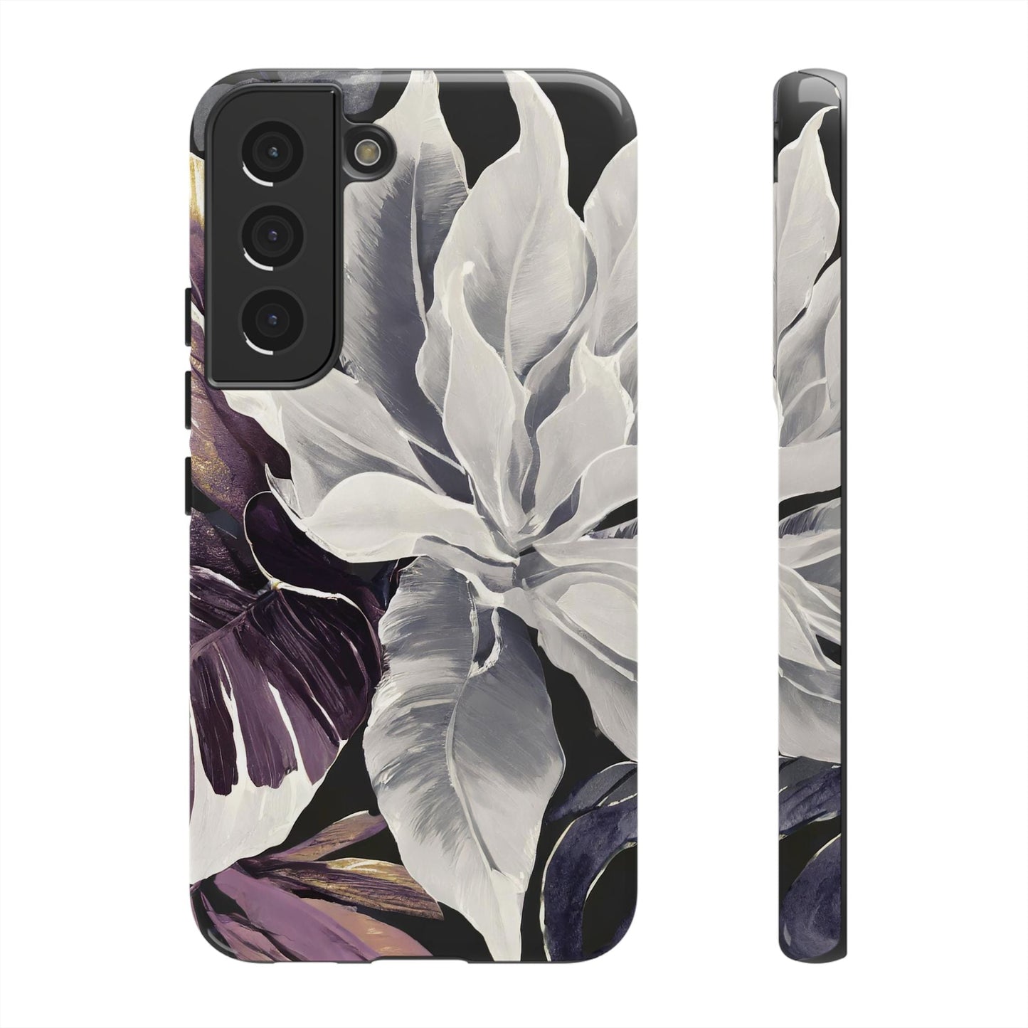 White & Plum Floral Tough Phone Case