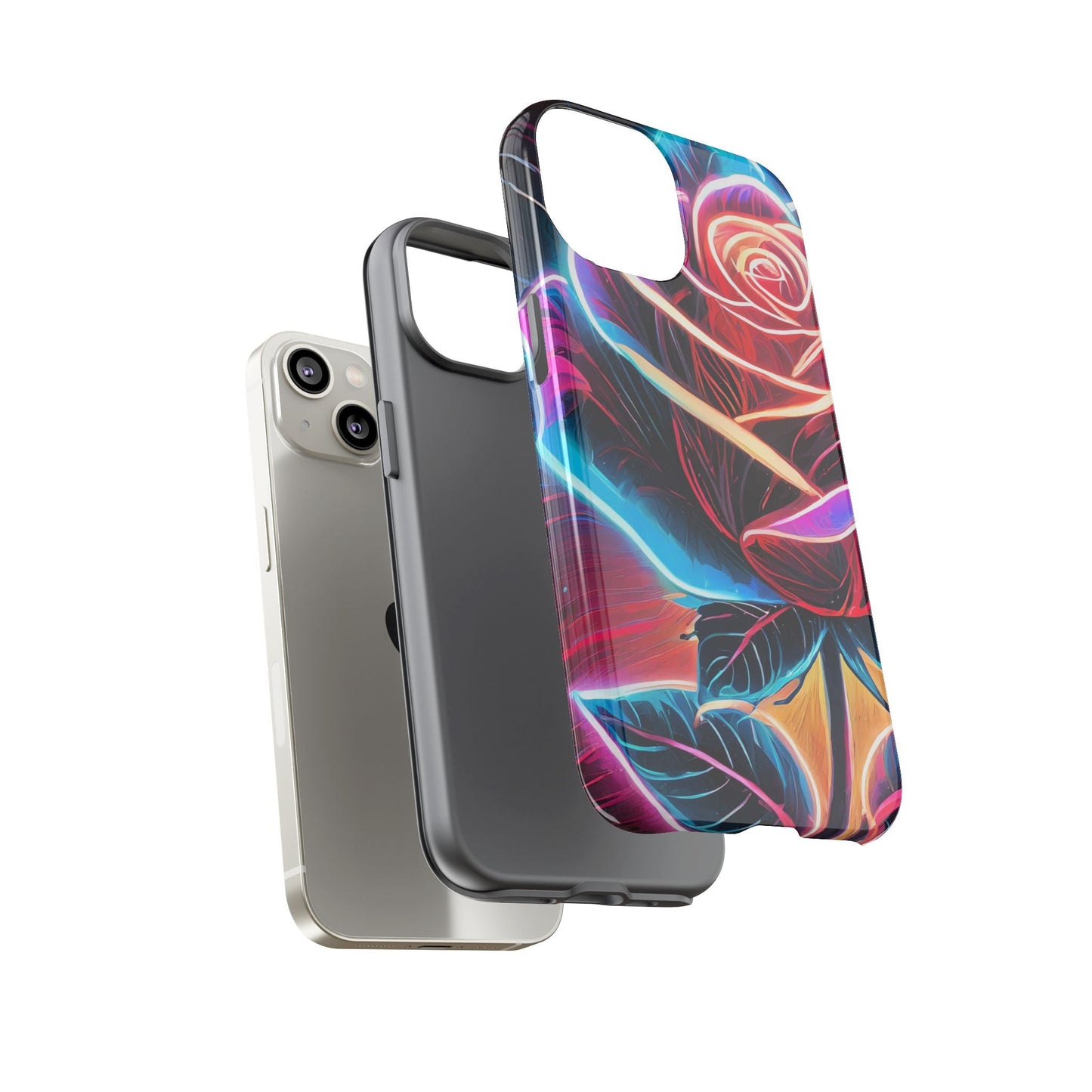 Artistic Neon Rose Tough Phone Case