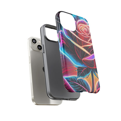 Artistic Neon Rose Tough Phone Case