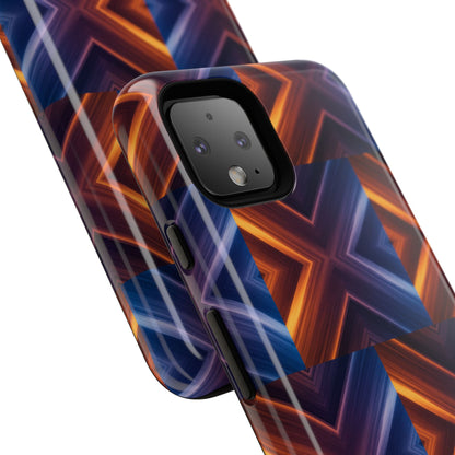 Stylish Tough Phone Case With Blue & Orange Abstract Design