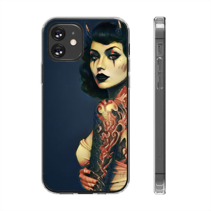 Gothic Devilish Tattooed Beauty Clear Phone Case