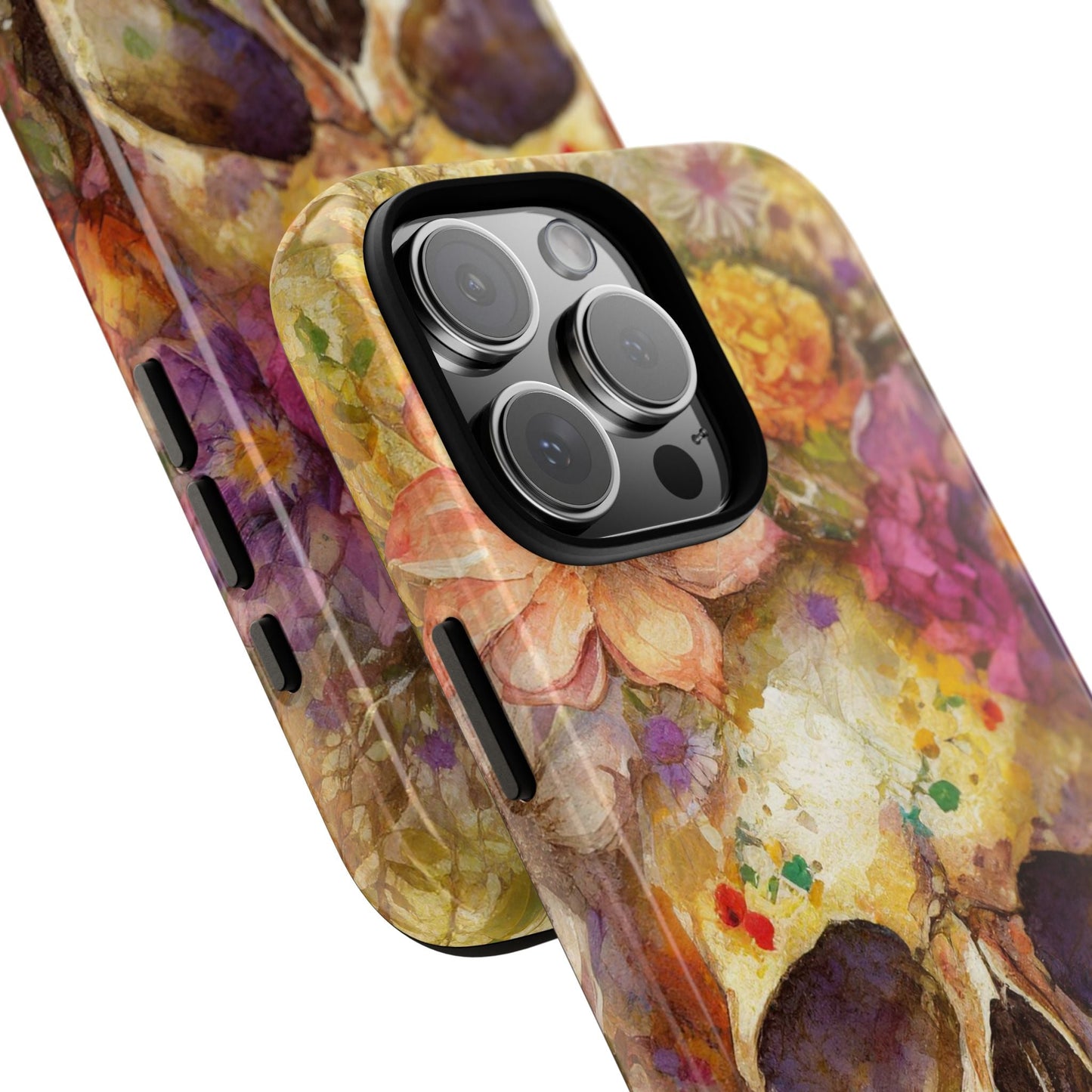 Unique Floral Skull Tough Phone Case