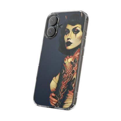 Gothic Devilish Tattooed Beauty Clear Phone Case