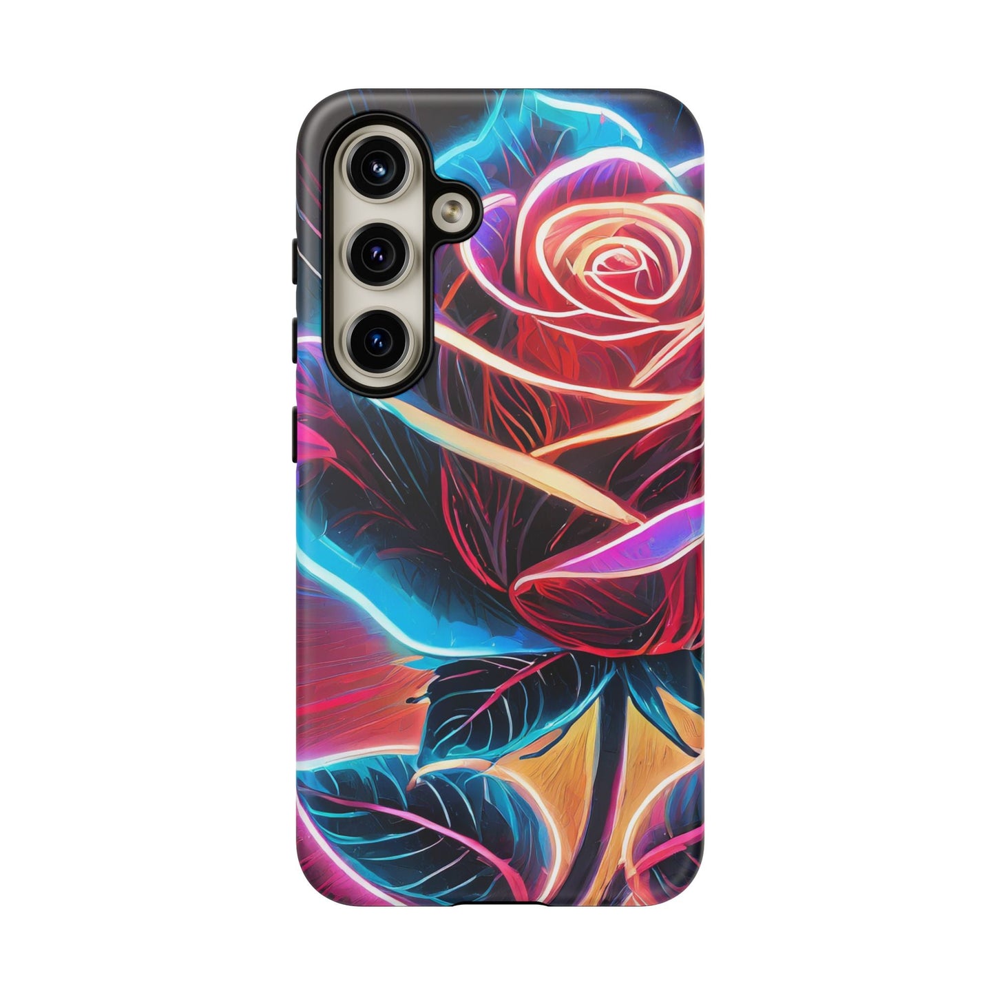 Artistic Neon Rose Tough Phone Case