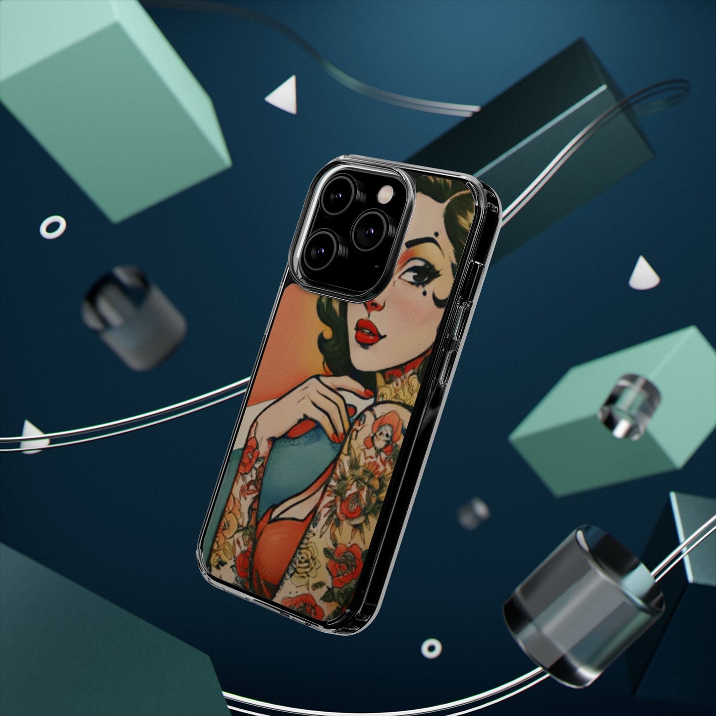 Retro Pin Up Clear Phone Case