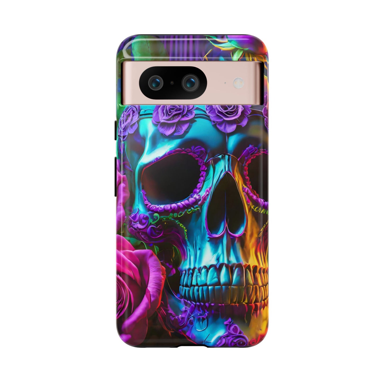 Neon Skull and Roses Vibrant Tough Phone Case