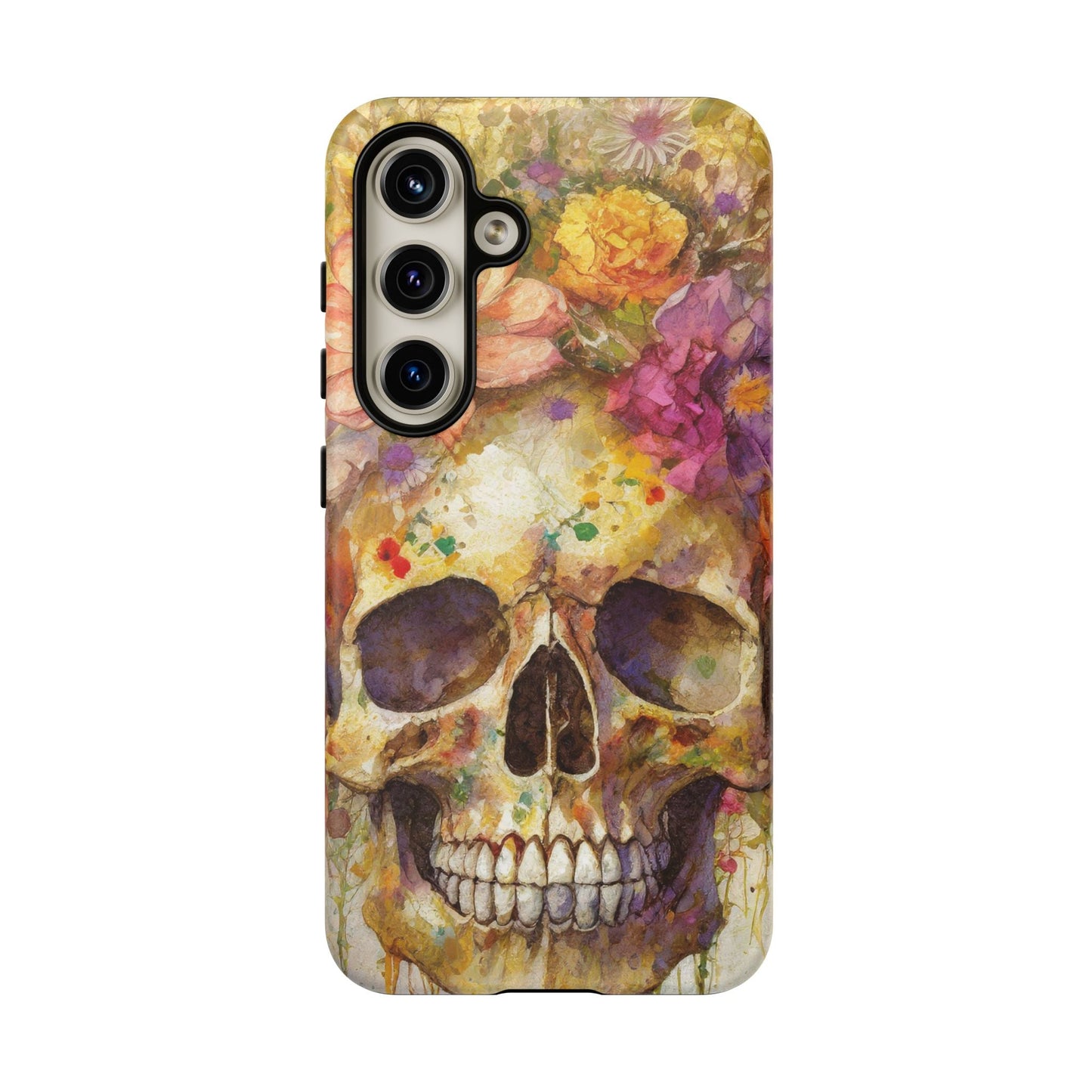 Unique Floral Skull Tough Phone Case