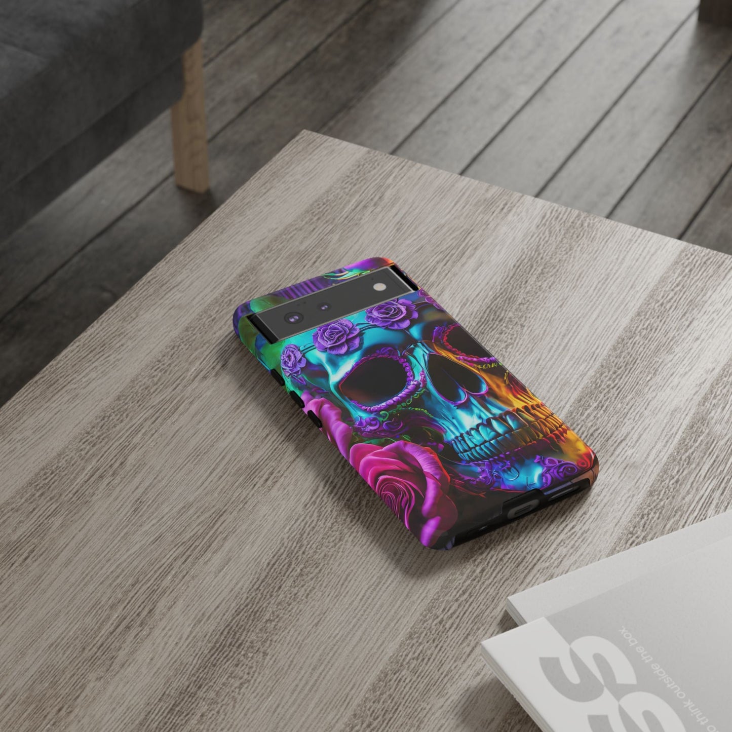 Neon Skull and Roses Vibrant Tough Phone Case