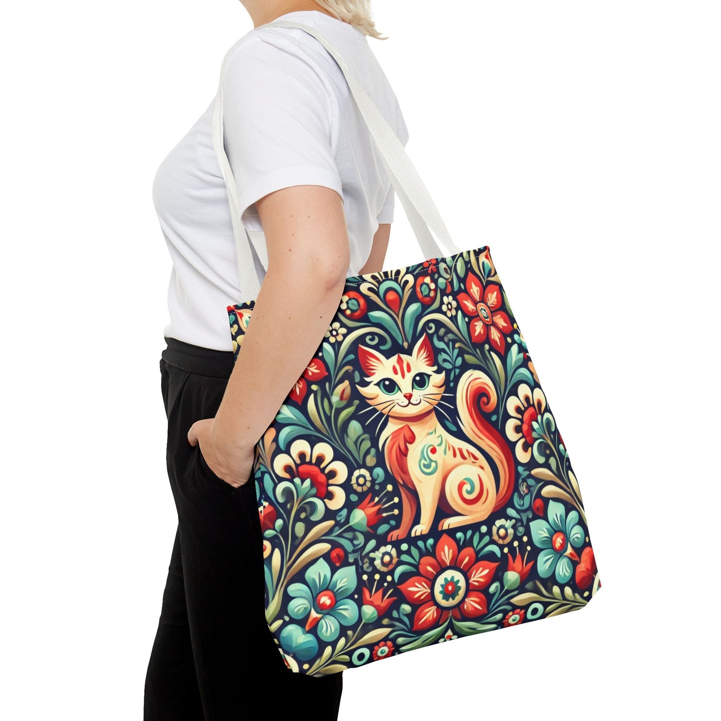 Orange Cat Folk Art Tote Bag
