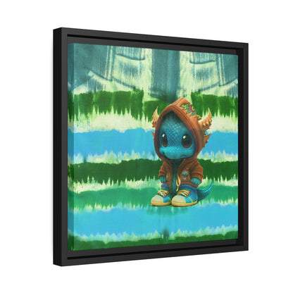 Baby Dragon Jam Aqua Matte Canvas with Black Frame