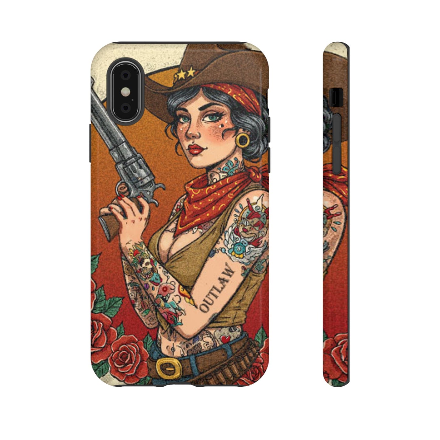 Vintage Western Tough Phone Case with Outlaw Design