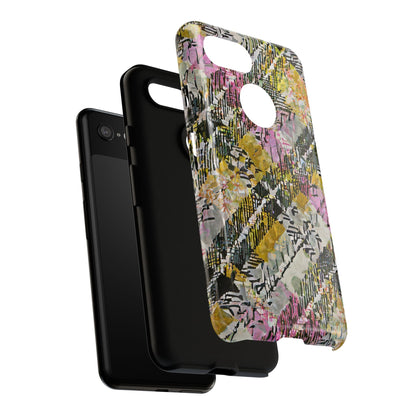 Purple Plaid Floral Artistic Tough Phone Case