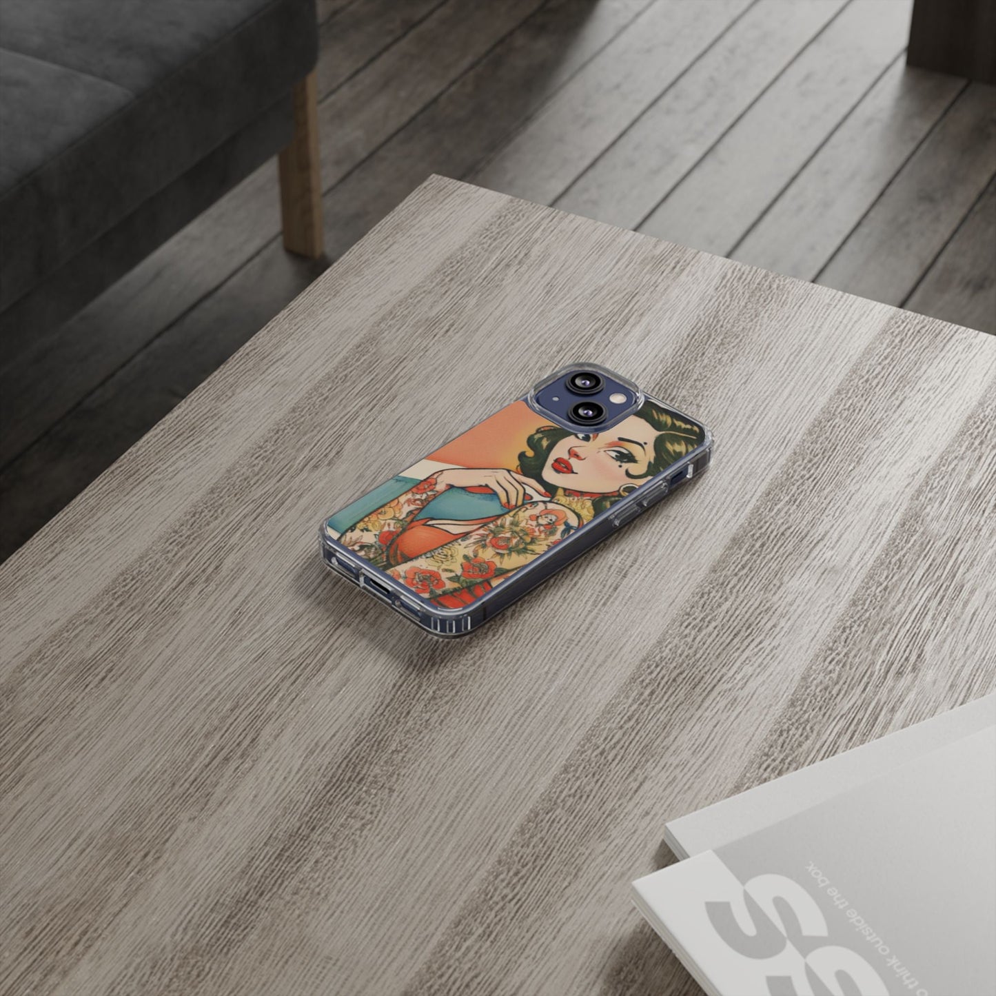 Retro Pin Up Clear Phone Case