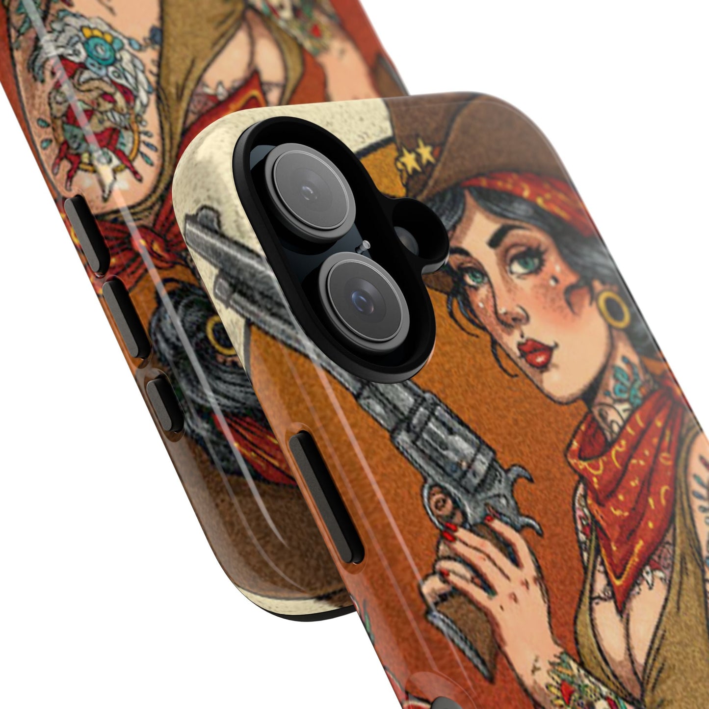 Vintage Western Tough Phone Case with Outlaw Design