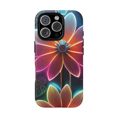 Vibrant Neon Flowers Tough Phone Case