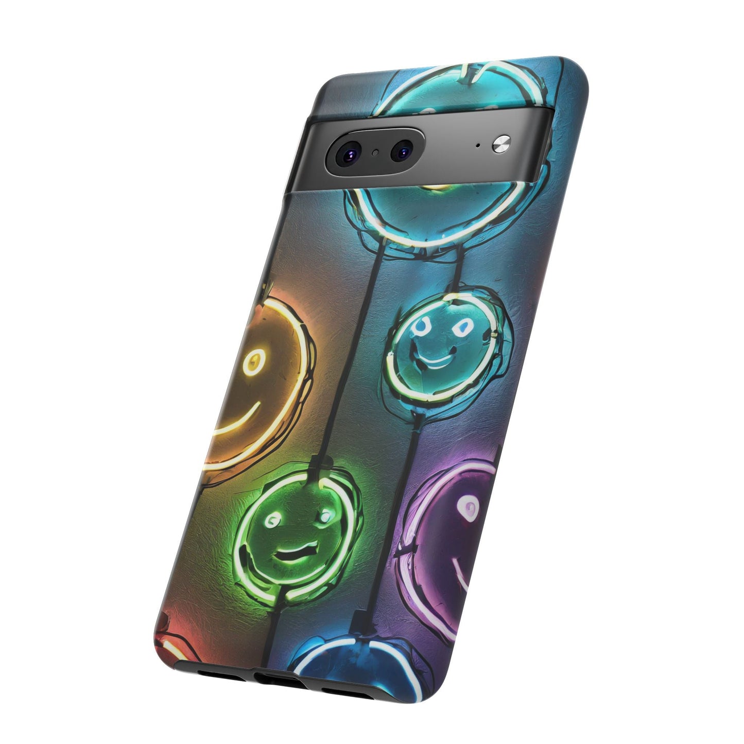 Colorful Neon Smiley Face Phone Case - Tough & Stylish Protection