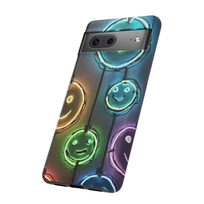 Colorful Neon Smiley Face Phone Case - Tough & Stylish Protection
