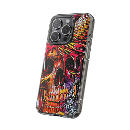 Neon Ice Cream Skull Clear Phone Case