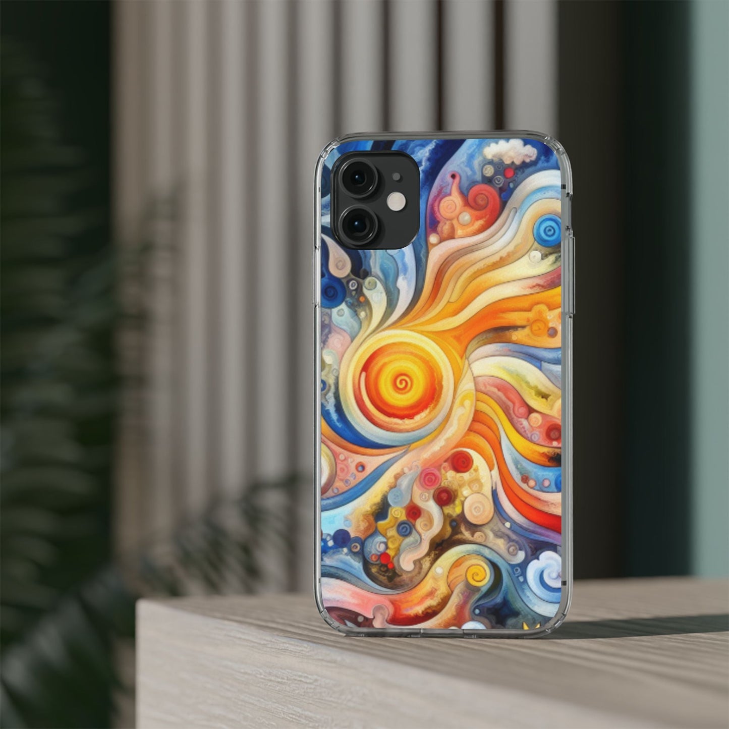 Colorful Abstract Swirl Clear Phone Case