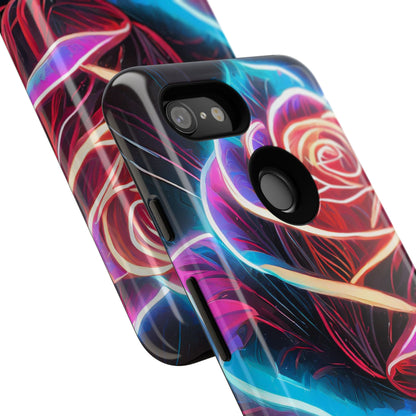 Artistic Neon Rose Tough Phone Case