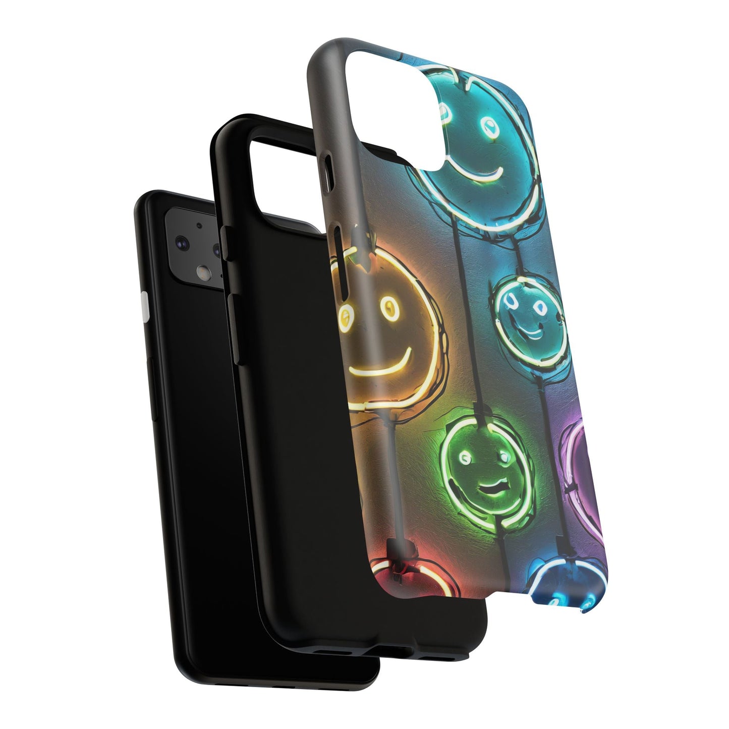 Colorful Neon Smiley Face Phone Case - Tough & Stylish Protection