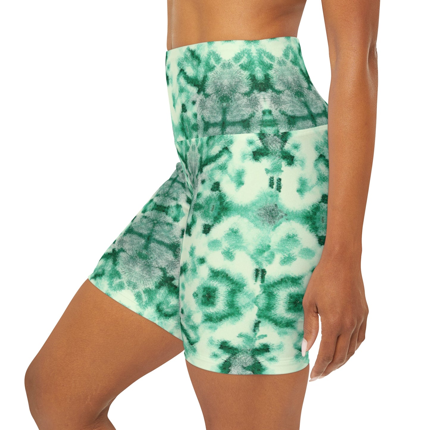 Shibori Lime Sherbert High Waisted Yoga Shorts