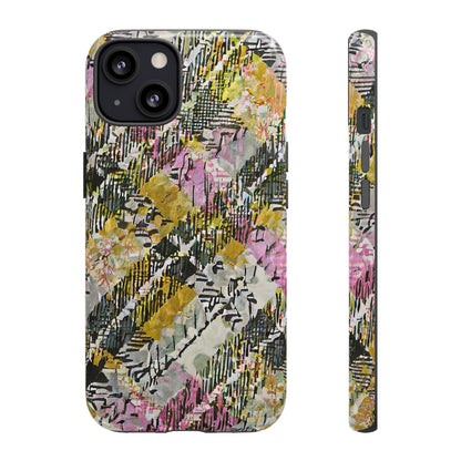Purple Plaid Floral Artistic Tough Phone Case