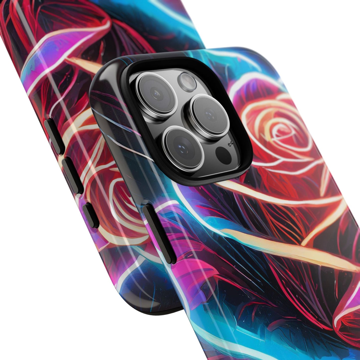 Artistic Neon Rose Tough Phone Case