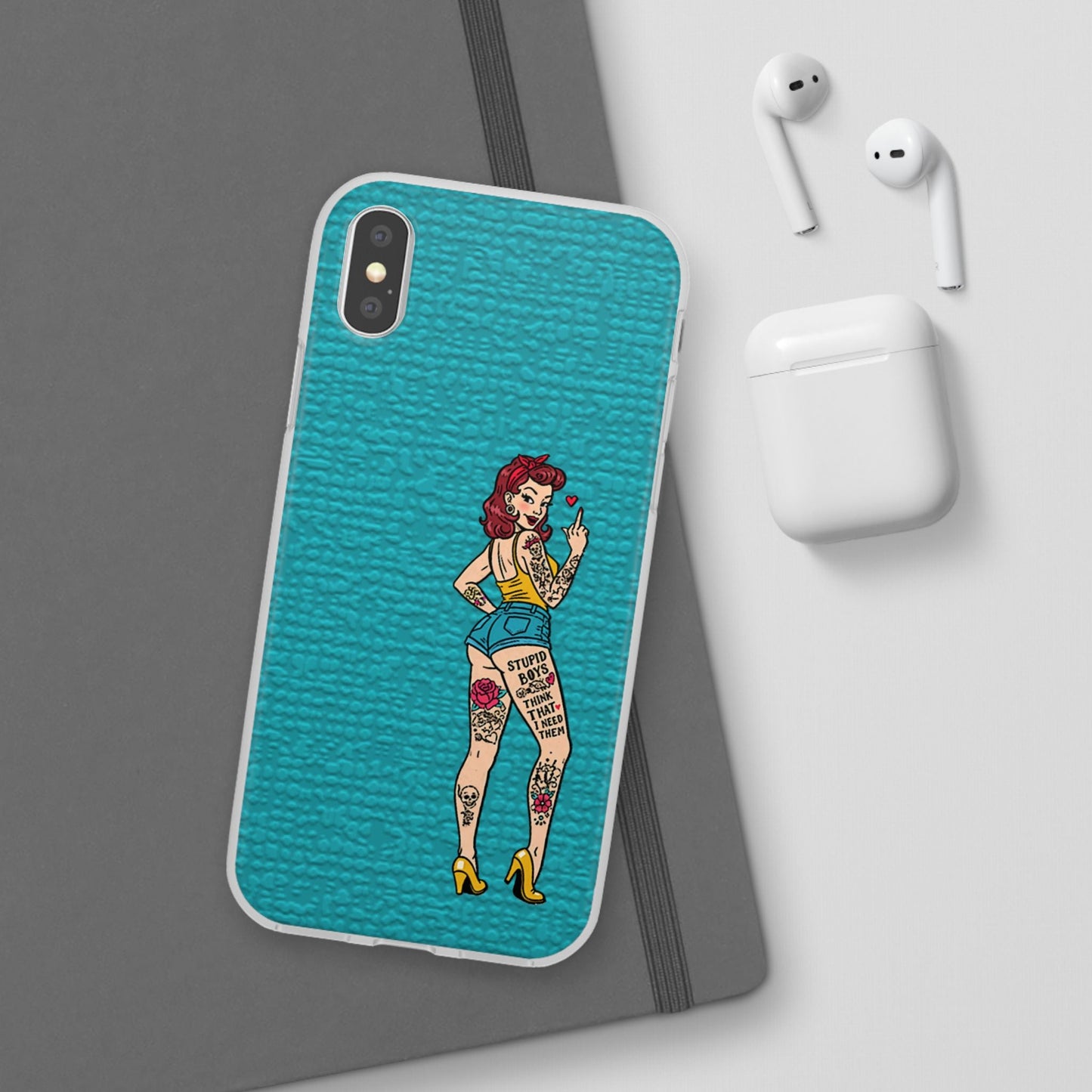 Sassy Pin-Up Stupid Boys Teal Flexi Phone Case
