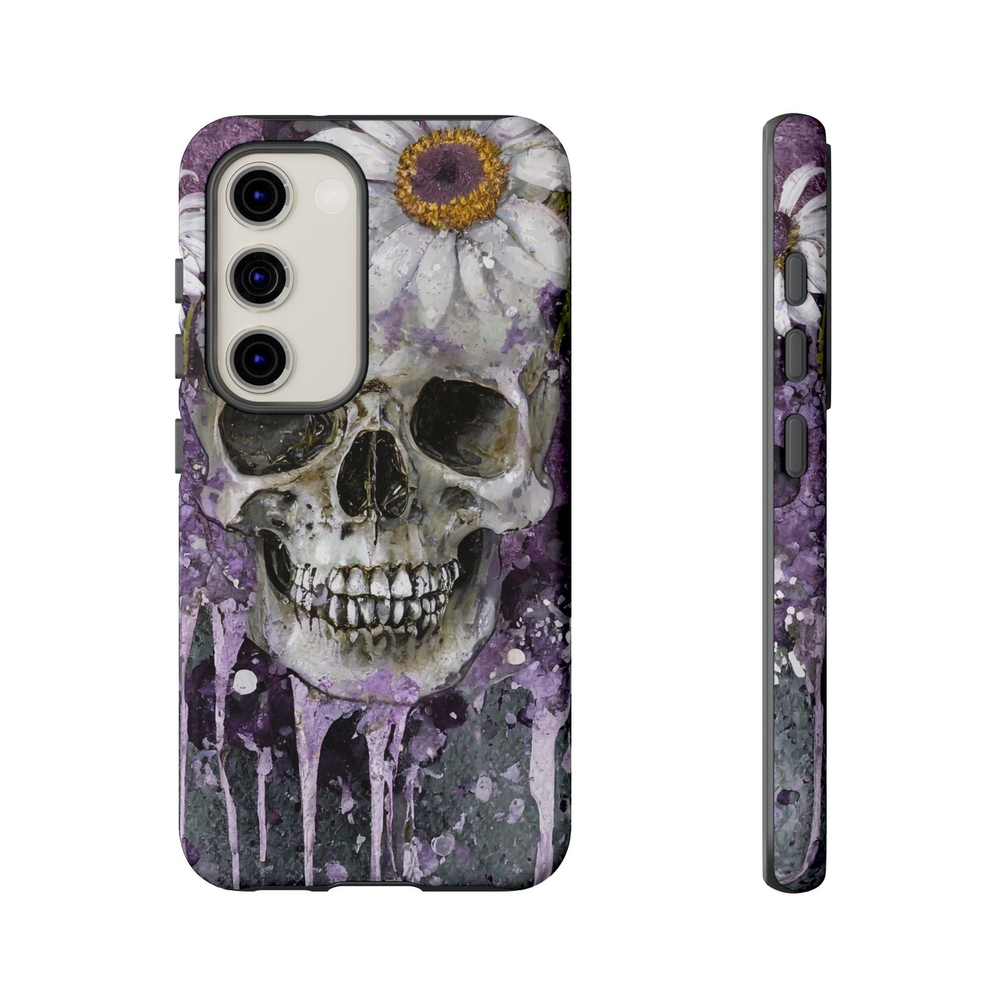 Plum Skull and Daisy Tough Phone Case