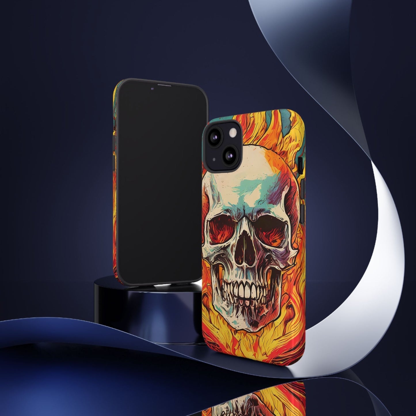 Flaming Skull Tough Phone Case