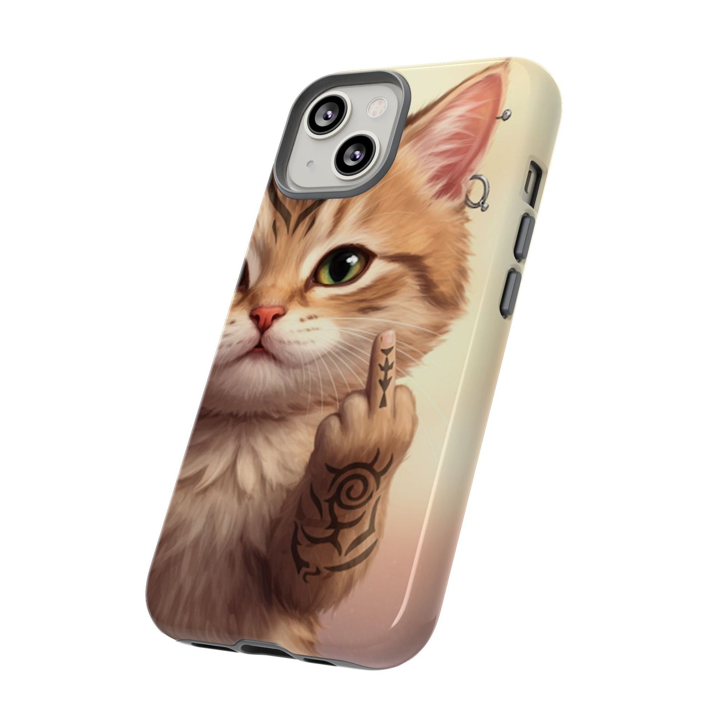 Evil Kitty Giving the Bird Tough Phone Case